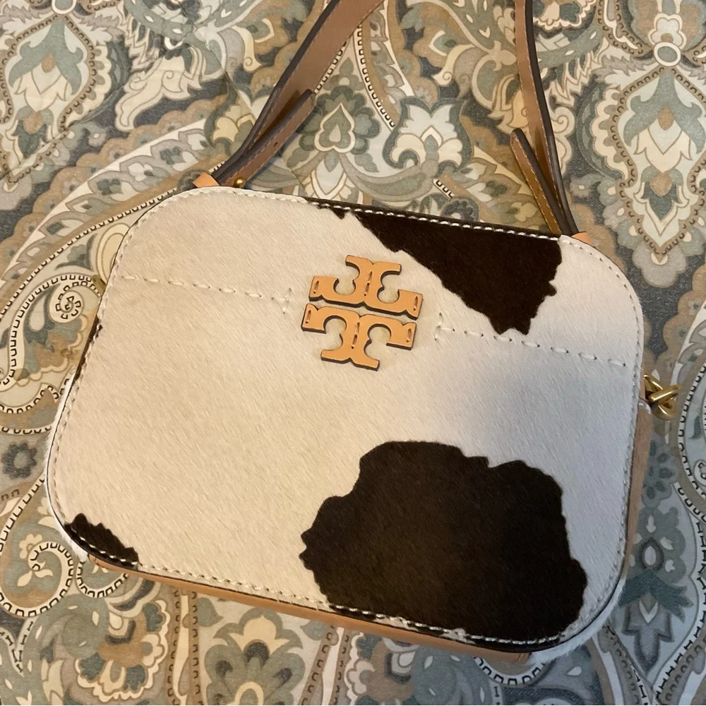 New Tory Burch McGraw Calf Hair Crossbody Camera Bag Rare